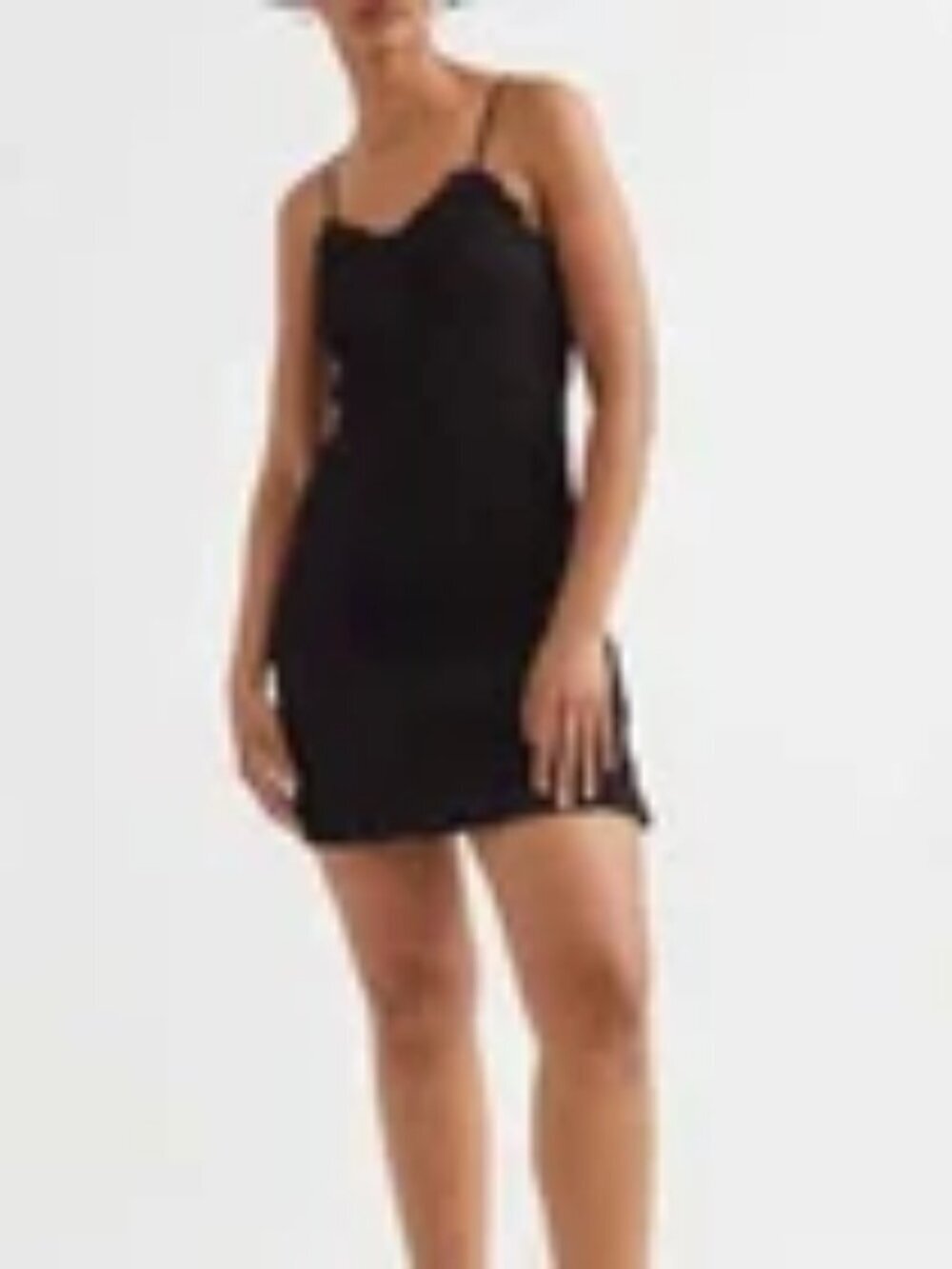 H&M Black Smocked Bodycon Mini Dress M | Stretchy Ruched Cami Slip Dress - Picture 3 of 9